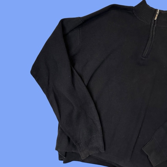 Oscar de la Renta Men's Black Cotton Blend Quarter Zip Collared Sweater Sz XXL - Picture 3 of 9